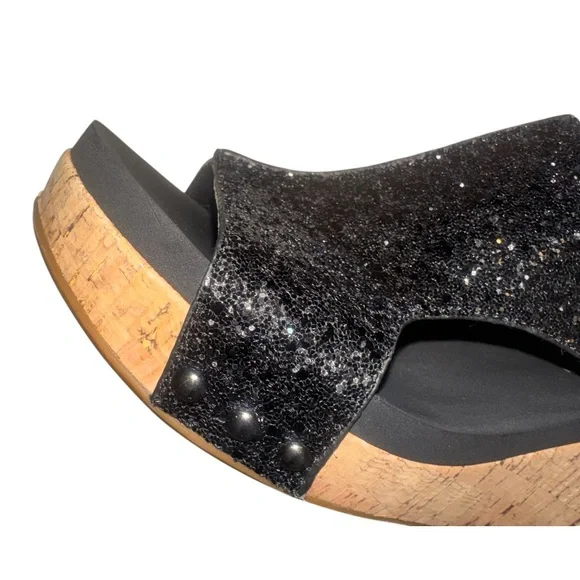 CORKY’s Boutique  Ashley black glitter wedge sandals women’s shoes size 11 - Picture 6 of 14
